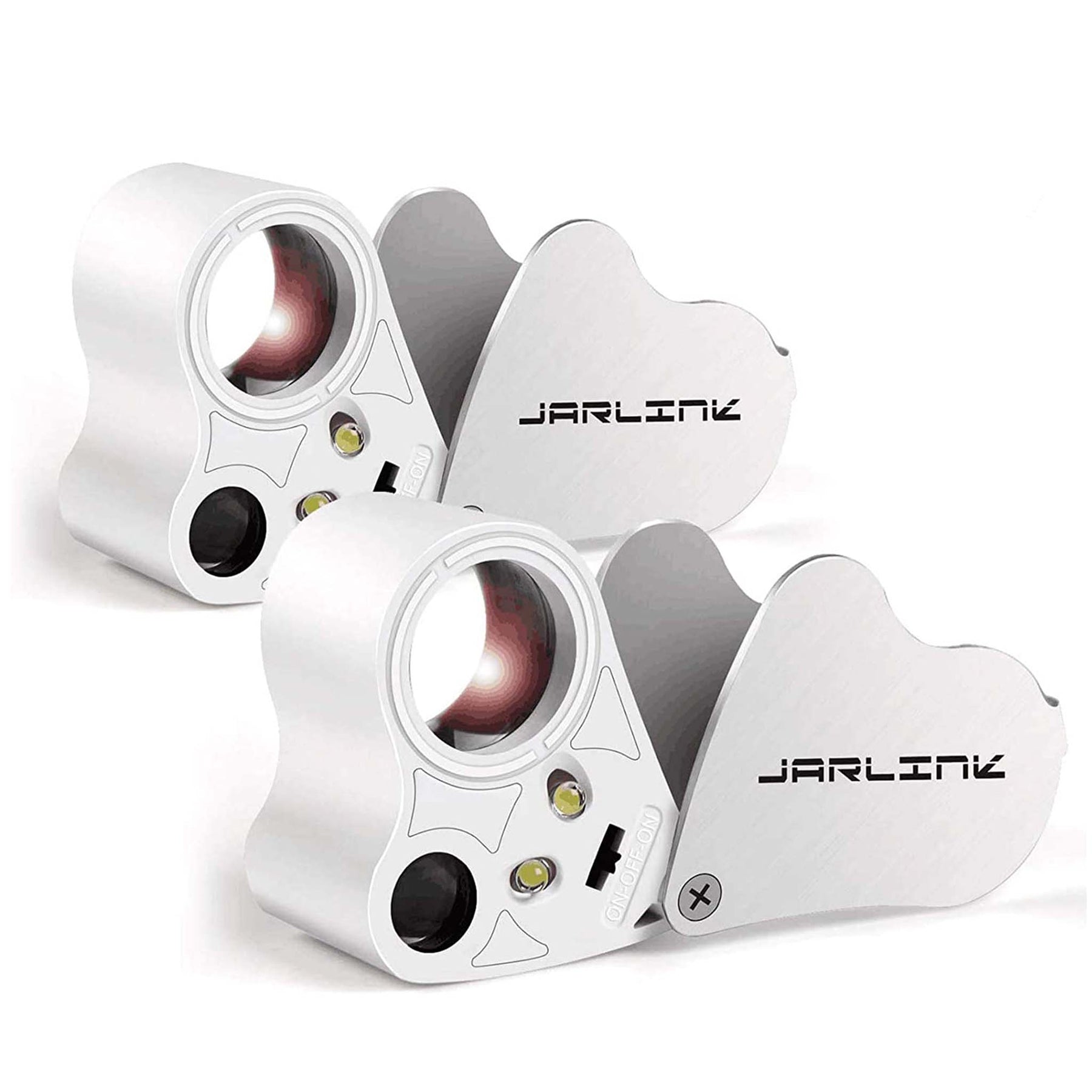 JARLINK 2 Pack 30X 60X Illuminated Jewelers Eye Loupe Magnifier